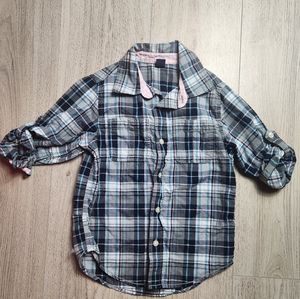 GapKids 5T Girls Plaid Flannel Long Sleeve Button Down Top Kids Baby Gap